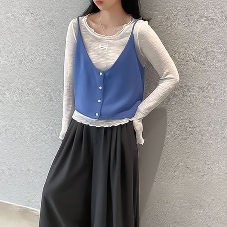 layered ruffle vest set /4color　NK2279