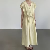 v-neck waist-tie maxi dress /3color　NK2380