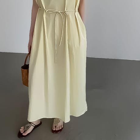 v-neck waist-tie maxi dress /3color　NK2380