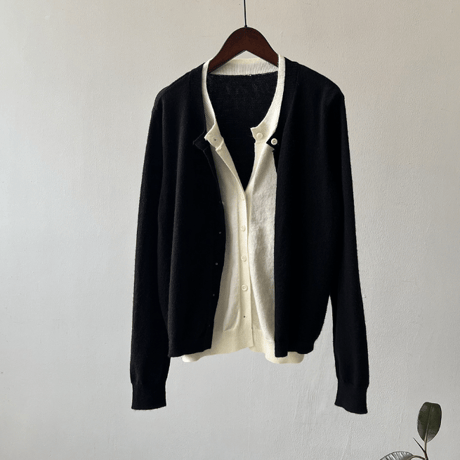 layered design knit cardigan /3color　NK1988