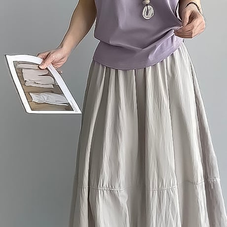 balloon silhouette long skirt /4color　NK2248