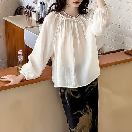 gathering 2-way airy blouse  /2color　NK2212