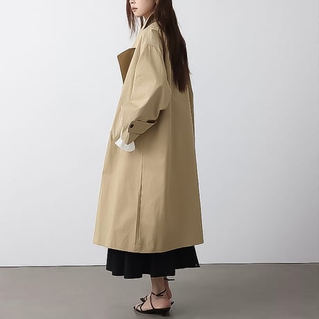relaxed stand collar long coat /3color　NK2189