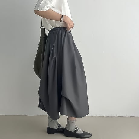 asymmetry tier gather skirt /2color　NK2296