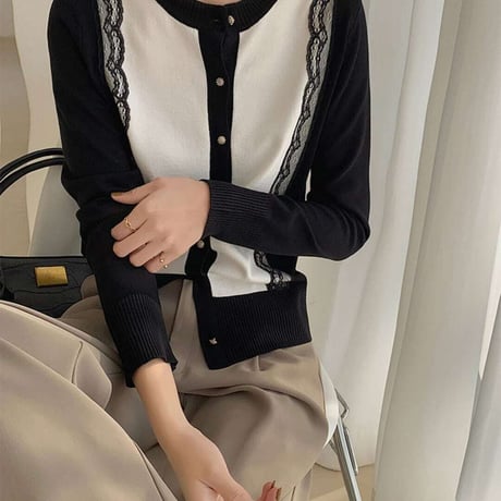 bicolor stripe race design cardigan　NK1348