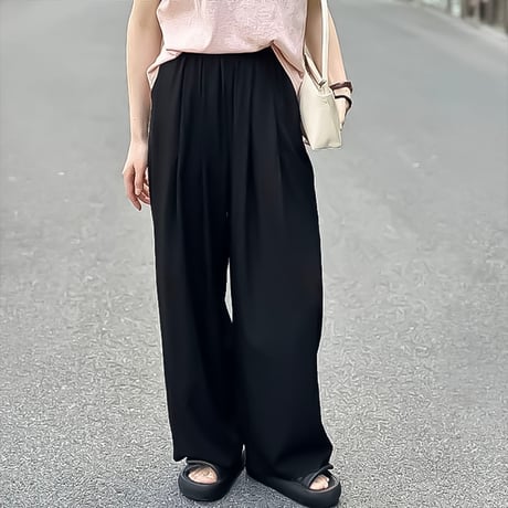 relaxed airy gather wide pants /3color　NK2213