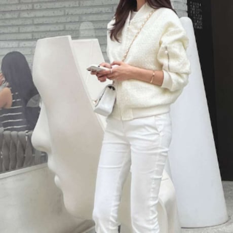 pearl fastener tweed blouson　NK1288