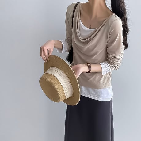 layered look cowl neck top /3color　NK2324