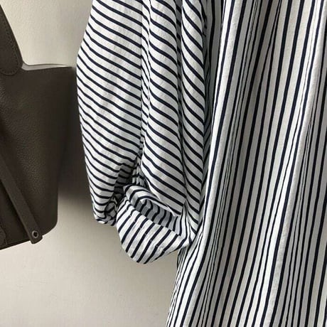 balloon sleeve stripe blouse　NK1071