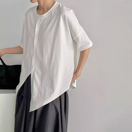 asymmetry slit box t-shirt /2color　NK2295