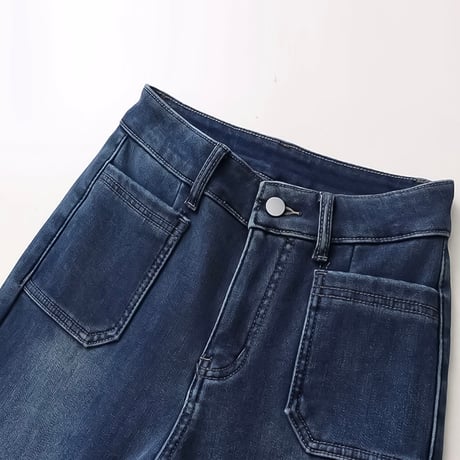 high waist flare pocket denim /2color　NK2169