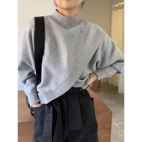 asymmetry cut knit /2color　NK1321