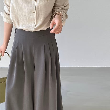 tencel cotton pleat wide pants /2color　NK2175