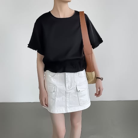 frill hem drawstring blouse /3color　NK2378