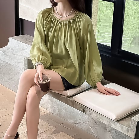 gathering 2-way airy blouse  /2color　NK2212