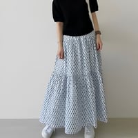 block print tiered long skirt /2color　NK2166
