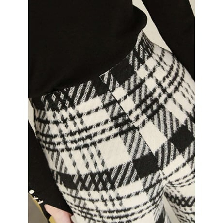 high waist wide check pants　NK1368
