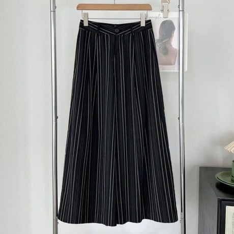 cotton stripe tuck wide pants /2color　NK2275