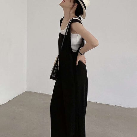 black wide salopette　NK1093
