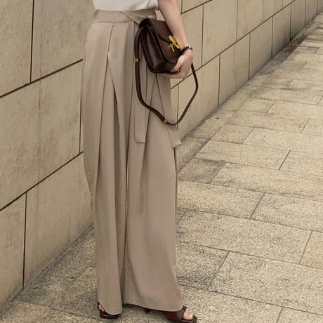 high waist ribbon wide pants /3color　NK1400