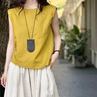 minimal french sleeve linen top /2color　NK2223