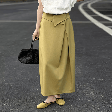 asymmetric waist drape skirt /2color　NK1947