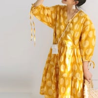 yellow polka dot midi dress　NK1780