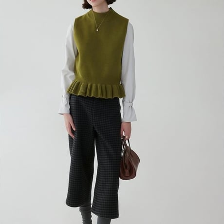 high neck peplum knit vest　NK2069