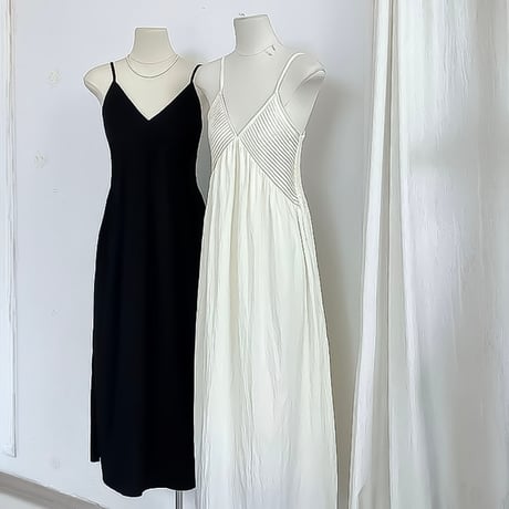 v-neck bust detail cami dress /2color　NK2264