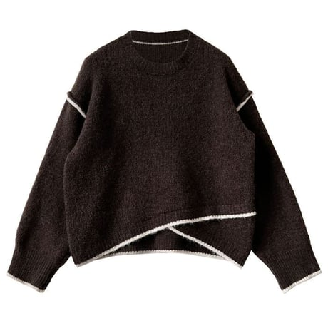 drop shoulder piping knit /4color　NK1696