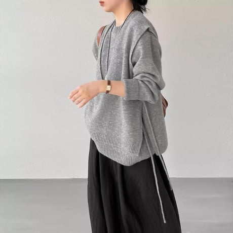 knit vest & pullover set /2color　NK2063