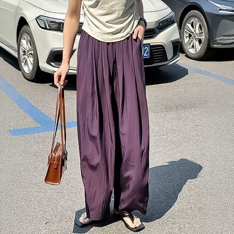 relaxed airy gather wide pants /3color　NK2213