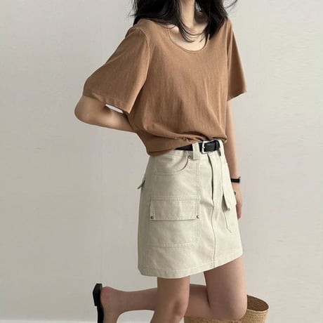 slub cotton u-neck t-shirt /7color　NK1804