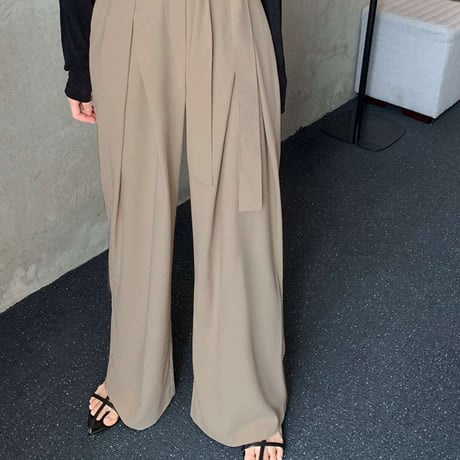 high waist ribbon wide pants /3color　NK1400