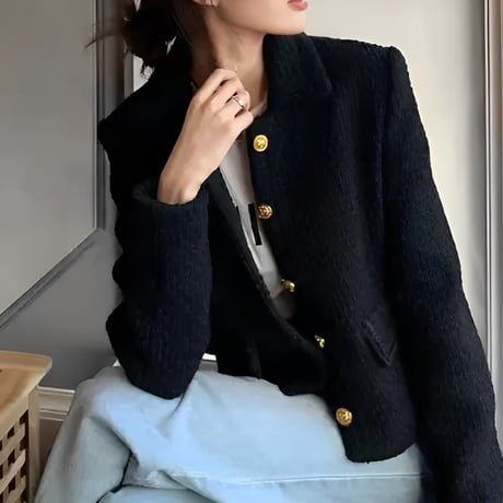 gold button tweed jacket　NK1274