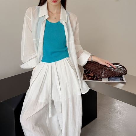 relaxed wide linen pants /2color　NK2224