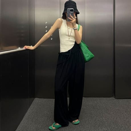 gather camisole wide all-in-one /2color　NK1824