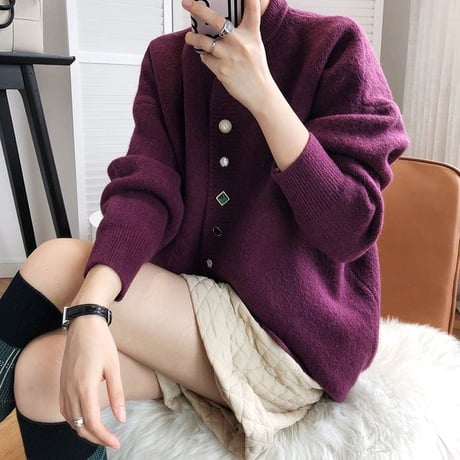 random bijoux button cardigan /4color　NK1985