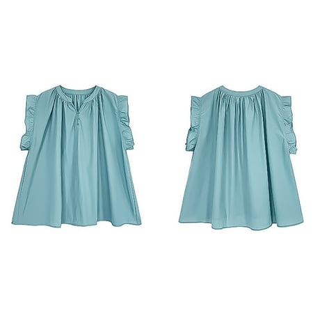 gathered ruffle henley blouse /3coloe　NK2225