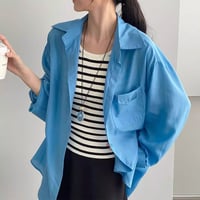 sheer shirt and border camisole set /2color　NK2280