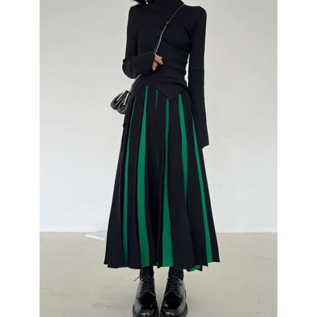 bicolor pleated skirt /2color　NK1388