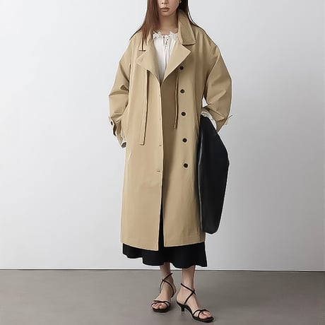 relaxed stand collar long coat /3color　NK2189
