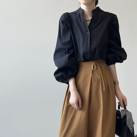 volume sleeve band collar blouse /2color　NK1945