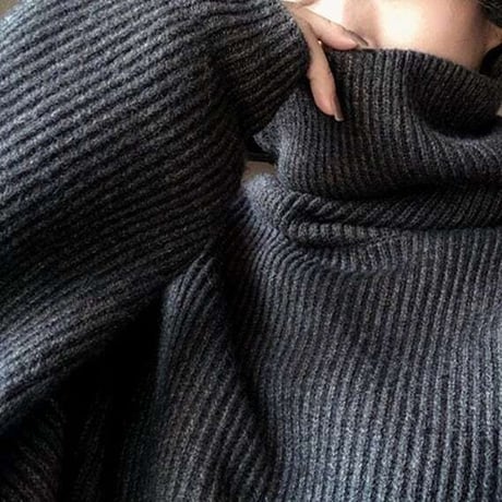 relaxed turtleneck knit pullover /2color　NK1990
