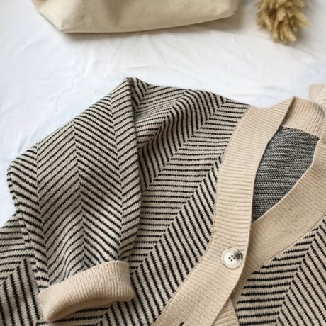 herringbone knit cardigan /2color　NK1621