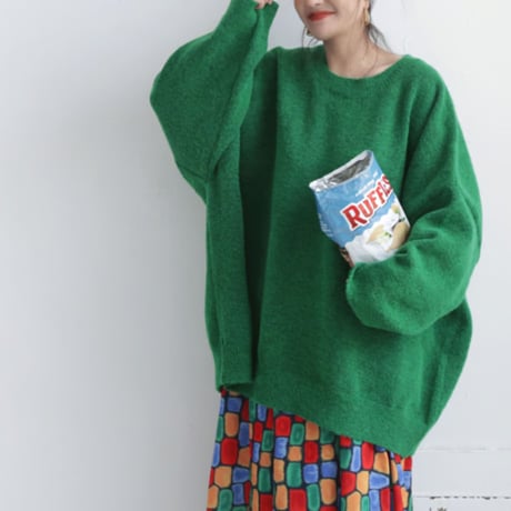 big size knit pullover /3color　NK1716