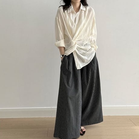 waist twist long sleeve shirt /2color　NK1806