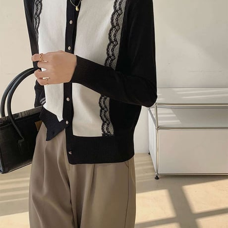 bicolor stripe race design cardigan　NK1348