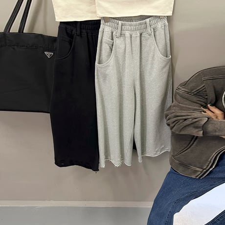 distressed wideleg sweatpants /2color　NK1752