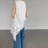 asymmetric lace layered tank top /2color　NK2192